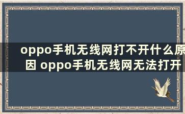 oppo手机无线网打不开什么原因 oppo手机无线网无法打开